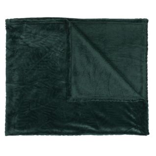 Plaid Flanelle Vert Sapin 120x150cm, Effet Embossé Ultra Doux, Lavable En Machine - Olin