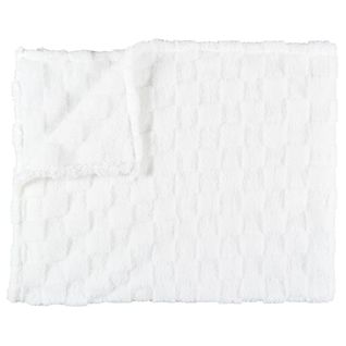 Plaid Flanelle Damier Blanc Et Beige 120x150cm, Doux Et Confortable, Lavable En Machine - Turin