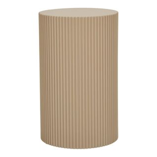 Bout De Canapé Design - Forme Ronde Striée, Beige Naturel Trinite