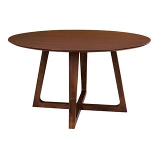 Table à Manger Ronde Vintage Ø137 Cm - Pieds Croisés, Finition Noyer Lillehammer