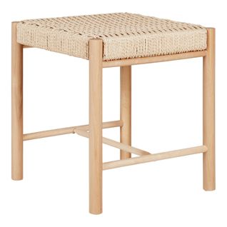 Tabouret Bas Carré En Bois Clair Et Corde Tressée Tallinn