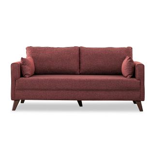 Canapé 2 Places Rouge Chiné - Dos Droit Split