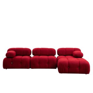 Canapé D'angle Modulable Rouge - Tissu Bouclette Ronda