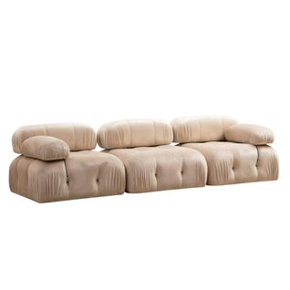Canapé Modulable 3 Places - Velours Beige Ronda
