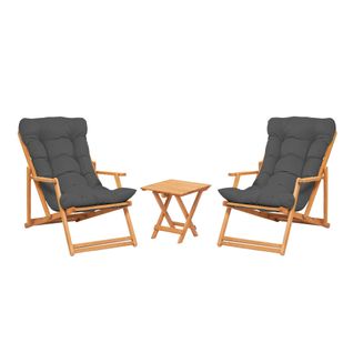 Salon Jardin Détente Gris - 2 Assises Confort Sora