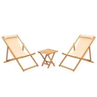 Salon Jardin Détente 2 Places - Bois Et Toile Sora