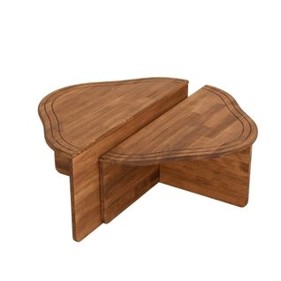 Table Basse En Bois Marron - Organique, 2 Hauteurs Linares