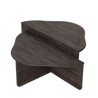 Table Basse En Bois Gris Foncé - Organique, 2 Hauteurs Linares