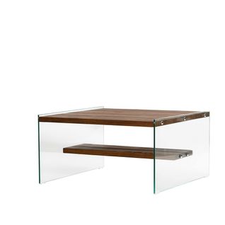 Table Basse Verre Et Bois - Plateaux Marrons Suspendus Lhasa