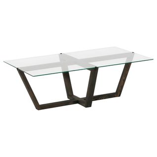 Table Basse Verre Trempé - Pied Croisé En Bois Gris Foncé Lhasa