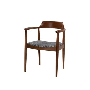 Chaise Ronde Avec Accoudoirs - Assise Pied-de-poule Tena
