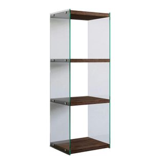 Colonne Vitrine Design - Bois Brun, 4 Plateaux Lhasa