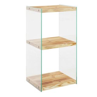 Colonne Vitrine Design - Bois Clair, 3 Plateaux Lhasa