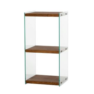 Colonne Vitrine Design - Bois Marron, 3 Plateaux Lhasa
