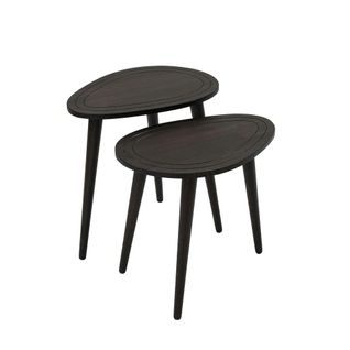 Bout De Canapé Bois Gris Foncé - Tronc D'arbre (lot De 2) Tena