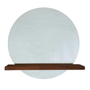 Miroir Rond Avec Étagère En Bois Brun Hilo