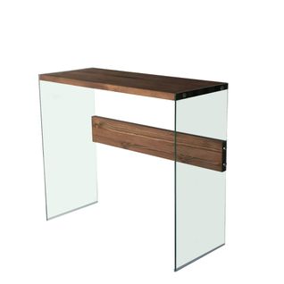 Console D'entrée Minimaliste En Verre Et Bois Brun Lhasa
