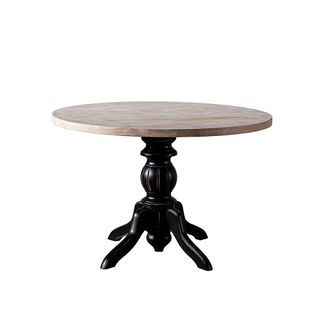Table Ronde En Bois Effet Usé - Pied Noir ⌀120 Cm Tena