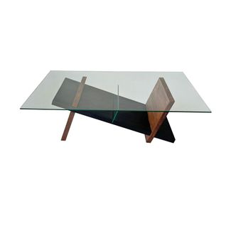 Table Basse Verre Et Bois Brun - Fonction Porte-revues Lhasa