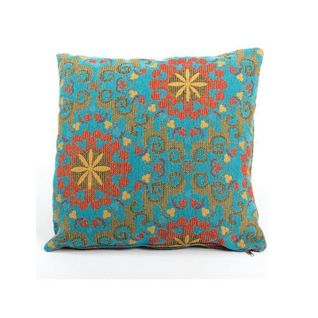Coussin Rétro Multicolore – Fleurs Sur Fond Bleu Izmir