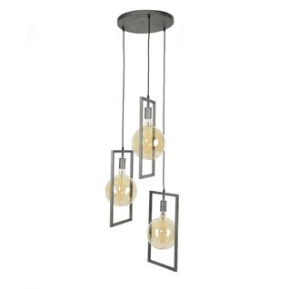 Suspension Industrielle Graphique 3 Lampes Cadre Métal Tribeca