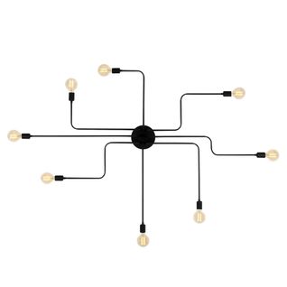 Plafonnier Industriel Noir – 8 Lampes, Design Circuit Maratea
