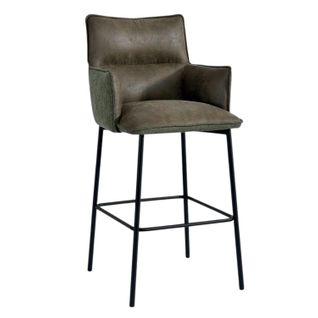 Tabouret Bar Bi-matière Vert Avec Dossier (lot De 2) Kerala