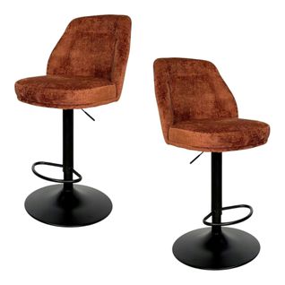 Tabouret Bar Réglable Rouille Avec Dossier (lot De 2) Iena
