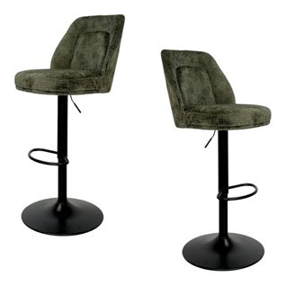 Tabouret Bar Réglable Vert Avec Dossier (lot De 2) Iena