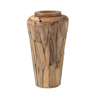 Vase Décoratif En Teck Naturel – Style Artisanal Arizona