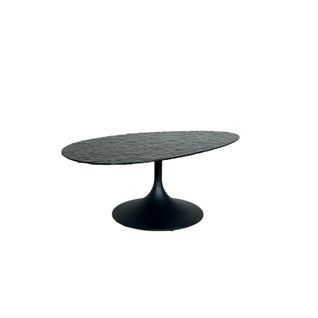 Table Basse En Verre Ondulé Noir - Forme Organique Ligurie