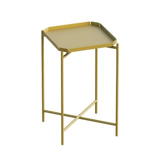 Petite Table D’appoint Dorée Carrée, Pieds Croisés Sfax