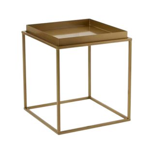 Bout De Canapé Cube Doré – Plateau Mobile, Style Design Sfax