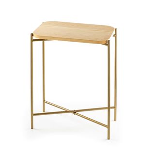 Petite Table Bois Rectangulaire - Structure Métal Doré Jena