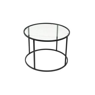 Table Basse Ronde Verre ⌀60 Cm - Structure Métal Noir Tulum