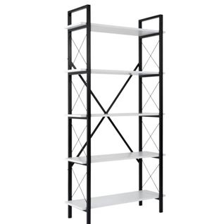 Bibliothèque Étagère Noire, 5 Plateaux Blancs Jena