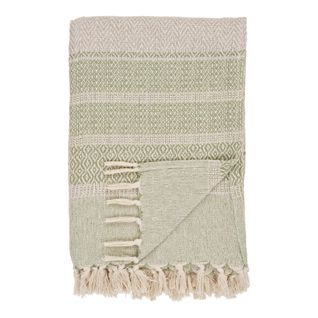 Jeté De Canapé Vert Sauge Et Rose, 130x180 Cm Fallon