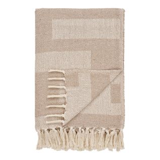 Jeté De Canapé Beige et Brun à Franges - 130x180 Fallon