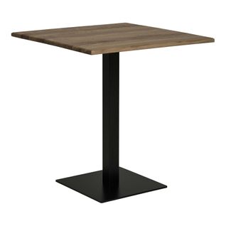 Table Bistrot Bois Brun - Pied Métal Noir, 70 Cm Napa