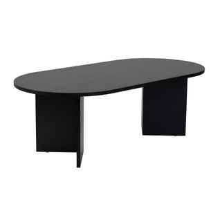 Table Basse Ovale Noire Effet Bois - Pieds En V Marfa