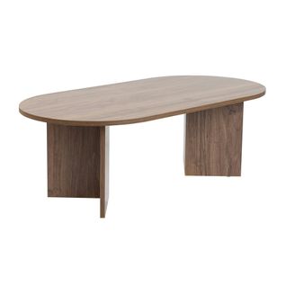 Table Basse Ovale Effet Bois De Noyer - Pieds En V Marfa