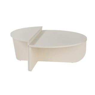 Table Basse Moderne Blanche Effet Bois - 2 Hauteurs Marfa