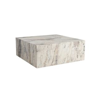 Table Basse Carrée Design Effet Marbre Blanc Marfa