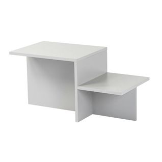 Table Basse Moderne Grise - Effet Laqué, 2 Niveaux Marfa