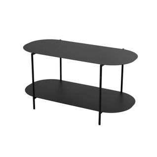 Table Basse Noire Double Plateau – Forme Ovale Sfax