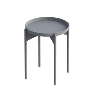 Petite Table Ronde Grise Design et Plateau Assorti Sfax