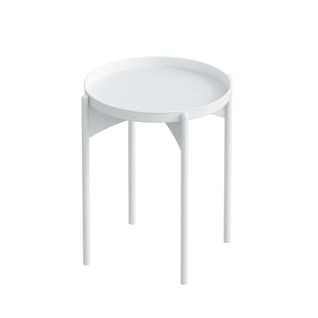 Petite Table Ronde Blanche Design et Plateau Assorti Sfax