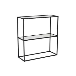 Console D'entrée En Métal Noir - 2 Plateaux Verre Jena