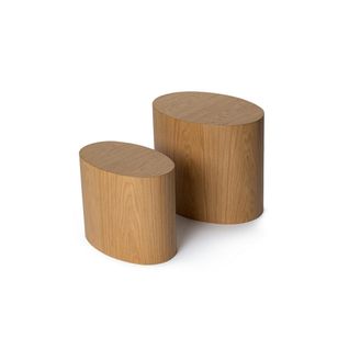 Bout De Canapé Design Effet Bois - Forme Ovale (2 Pièces) Marfa