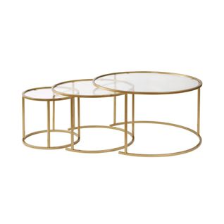 Table Gigogne En Verre - Cadre Doré (lot De 3) ⌀80 Cm Tulum